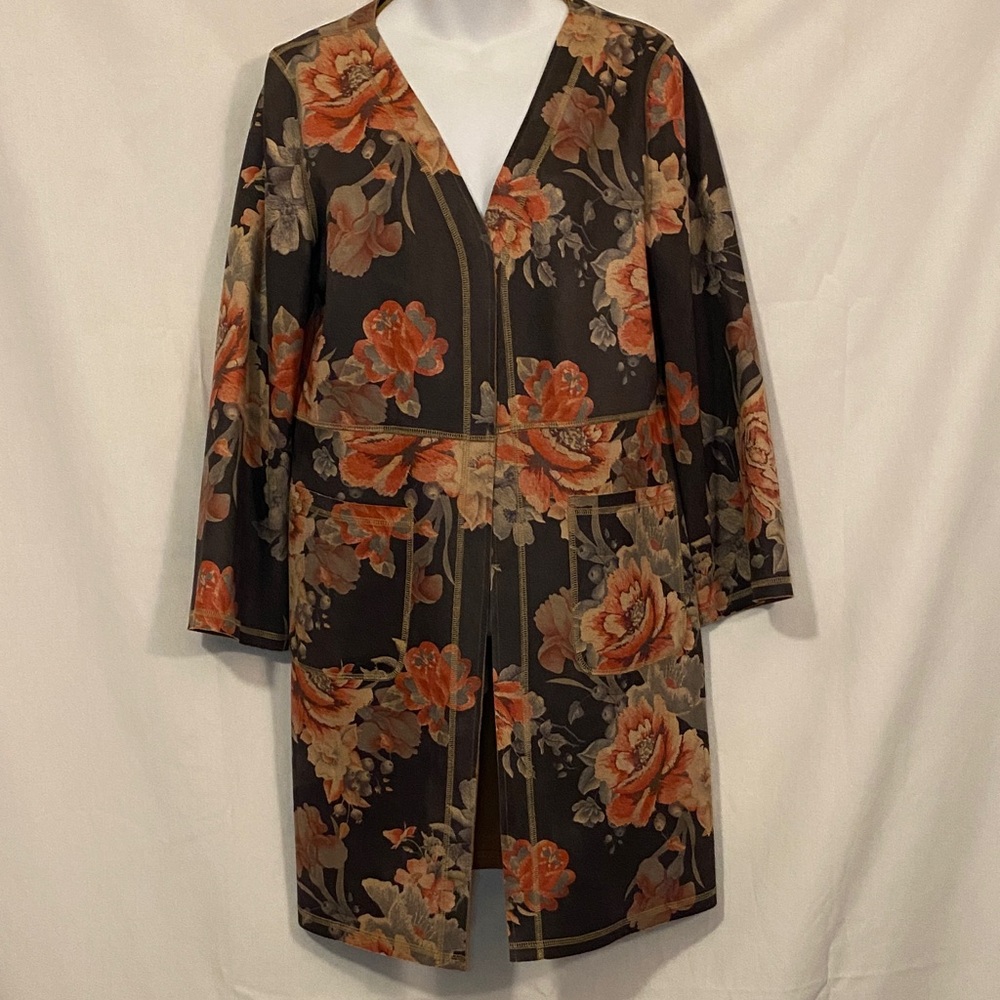 Chic Floral Open Front Jacket